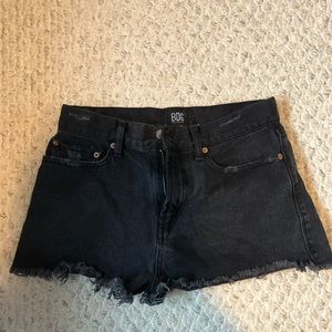 Black Distressed Denim Shorts